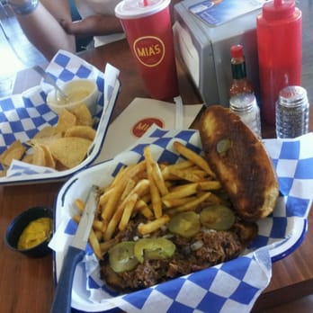Mia's Table - Pulled Pork with fries, chips and worse, and Mias very own cherry limeade. Initiate drooling! - American Near Me - Houston, Texas