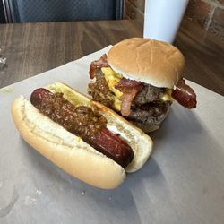 Corner Grill - Bacon Double Burger and Hotdog