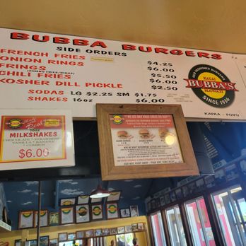 Bubba Burgers - menu - Burgers Near Me - Kapaa, Hawaii