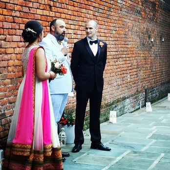 Five Thirty Bourbon - Ceremony in the courtyard- the huge brick wall was a cool and unique backdrop - Venues & Event Spaces Near Me - New Orleans, Louisiana