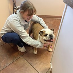 This is the vet tech getting Cholula ready to leave This is the vet tech getting Cholula ready to leave