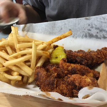Eugene's Hot Chicken - Hot Damn tenders with fries - Food Trucks Near Me - Birmingham, Alabama