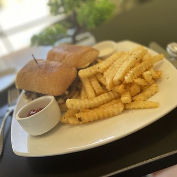New Town Cafe - Blue Cheese Steak sandwich with a side of fries. - Breakfast & Brunch Near Me - Turlock, California