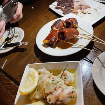 Cafe Ba-Ba-Reeba! - Garlic Shrimp and chorizo and Chorizo-Wrapped Medjool Date & Manchego Cheese - Spanish Near Me - Chicago, Illinois Cafe Ba-Ba-Reeba! - Garlic Shrimp and chorizo and Chorizo-Wrapped Medjool Date & Manchego Cheese - Spanish Near Me - Chicago, Illinois