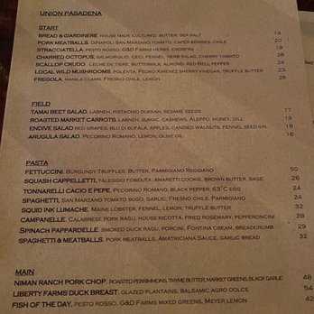 Union - Menu as of 12/23/22 - Italian Near Me - Pasadena, California Union - Menu as of 12/23/22 - Italian Near Me - Pasadena, California