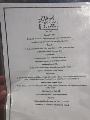 Menu photo 2 Monte Cello's Pittsburgh, PA Menu photo 2 Monte Cello's Pittsburgh, PA