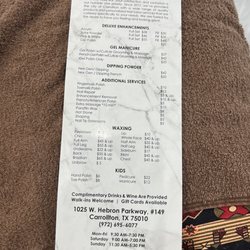 Divine Nail Bar - Prices as of June 1 2023