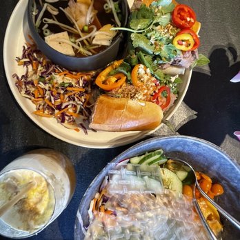 Lily - Pho Bo roast beef pho dip sandwich and Goi Ga mango chicken and rice paper salad - Vietnamese Near Me - San Francisco, California
