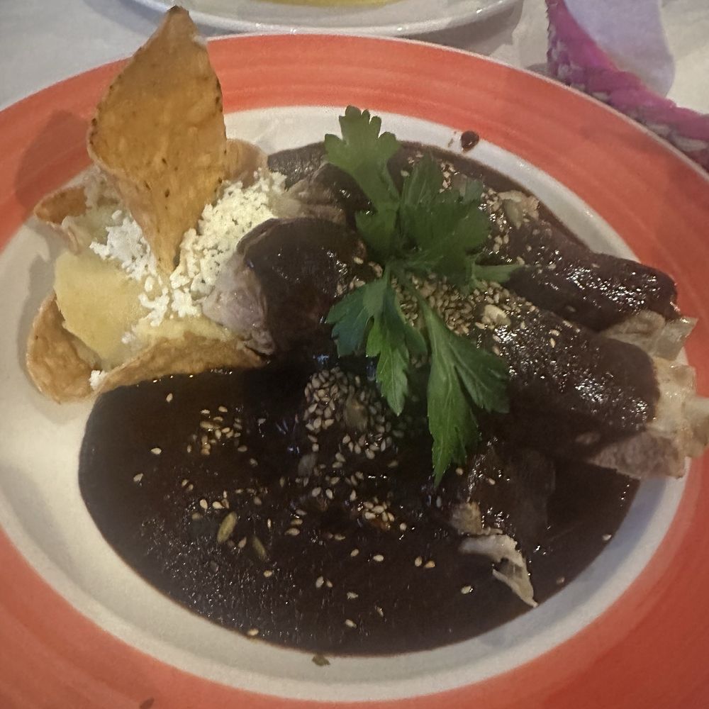 Manchamanteles Restaurant - Pork ribs in mole negro with mashed potato on side. - Mexican Near Me - Chicago, Illinois Manchamanteles Restaurant - Pork ribs in mole negro with mashed potato on side. - Mexican Near Me - Chicago, Illinois