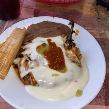 El Magey Mexican Restaurant - Chili rellenos with queso , tamale and beans - Mexican Near Me - Baton Rouge, Louisiana El Magey Mexican Restaurant - Chili rellenos with queso , tamale and beans - Mexican Near Me - Baton Rouge, Louisiana