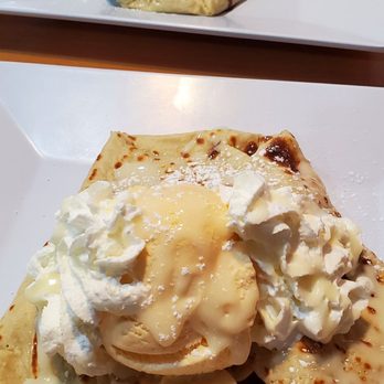 The Creperie - Banana Crepe with Ice Cream, whipped cream and sweetened condensed milk. - Creperies Near Me - Turlock, California The Creperie - Banana Crepe with Ice Cream, whipped cream and sweetened condensed milk. - Creperies Near Me - Turlock, California