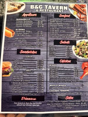 Menu photo 1 B & G Tavern Accokeek, MD Menu photo 1 B & G Tavern Accokeek, MD