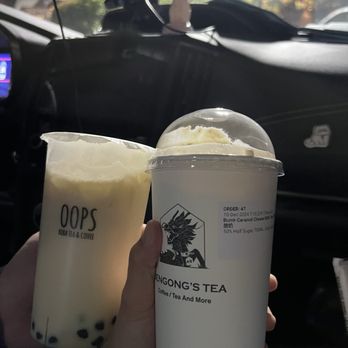 Oops Boba Tea & Coffee - the Oops drink I got and the other store within the plaza Oolong Milk Tea - Bubble Tea Near Me - Arcadia, California Oops Boba Tea & Coffee - the Oops drink I got and the other store within the plaza Oolong Milk Tea - Bubble Tea Near Me - Arcadia, California