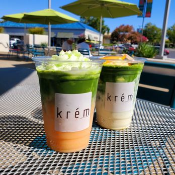 Krém - Melona Matcha and Peaches & Cream - Bubble Tea Near Me
