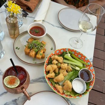 The Ginger Mule - Mozzarella Tofu Sticks fried Cauliflower Bites - Vegan Near Me - Houston, Texas The Ginger Mule - Mozzarella Tofu Sticks fried Cauliflower Bites - Vegan Near Me - Houston, Texas