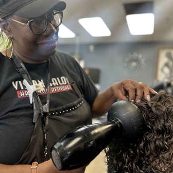 Vision Salon - Regina doing a Purple/Orange rod perm - Hair Salons Near Me - Broken Arrow, Oklahoma Vision Salon - Regina doing a Purple/Orange rod perm - Hair Salons Near Me - Broken Arrow, Oklahoma