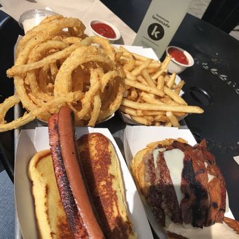 the knack - butcher's burger (double) classic hot dog onion rings french fries - Seafood Near Me - Orleans, Massachusetts the knack - butcher's burger (double) classic hot dog onion rings french fries - Seafood Near Me - Orleans, Massachusetts