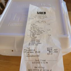 Lee's Famous Recipe Chicken - Receipt from bad experience!