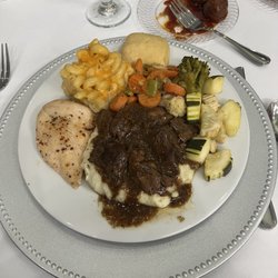 Two Brothers Catering - Beef Tip with gravy  Mash potatoes  Garlic herb chicken  Vegetable medley  Four cheese Mac and cheese  Roll