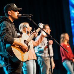 Lifepoint Church - Delaware - Worship team on stage at Lifepoint - Delaware Campus during a Sunday service.