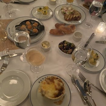 Bouchon - French onion soup, escargot, deviled eggs, marinated olives, and beef tartare. - French Near Me - Las Vegas, Nevada