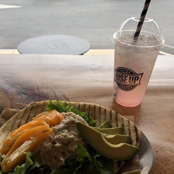 Rise Up Coffee - Tuna salad on pita bread and lavender lemonade - Coffee & Tea Near Me - Cambridge, Maryland