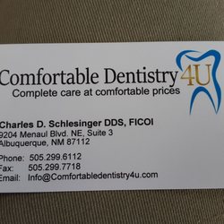 Charles Schlesinger, DDS - Comfortable Dentistry 4U - The Phone, Fax, and E-Mail Card
