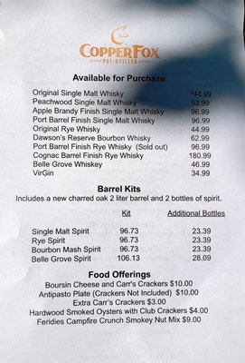 Menu photo 3 Copper Fox Distillery Sperryville, VA
