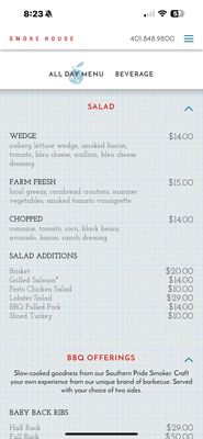 Menu photo 1 Smoke House Newport, RI Menu photo 1 Smoke House Newport, RI