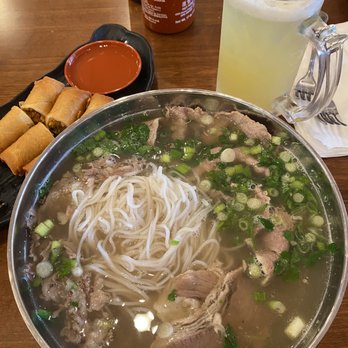 Stockpot - beef pho with brisket and rare steak, egg rolls, and iced green tea lemonade refresher! - Vietnamese Near Me - Vallejo, California Stockpot - beef pho with brisket and rare steak, egg rolls, and iced green tea lemonade refresher! - Vietnamese Near Me - Vallejo, California
