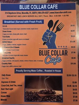 Menu photo 2 Blue Collar Cafe Niceville, FL