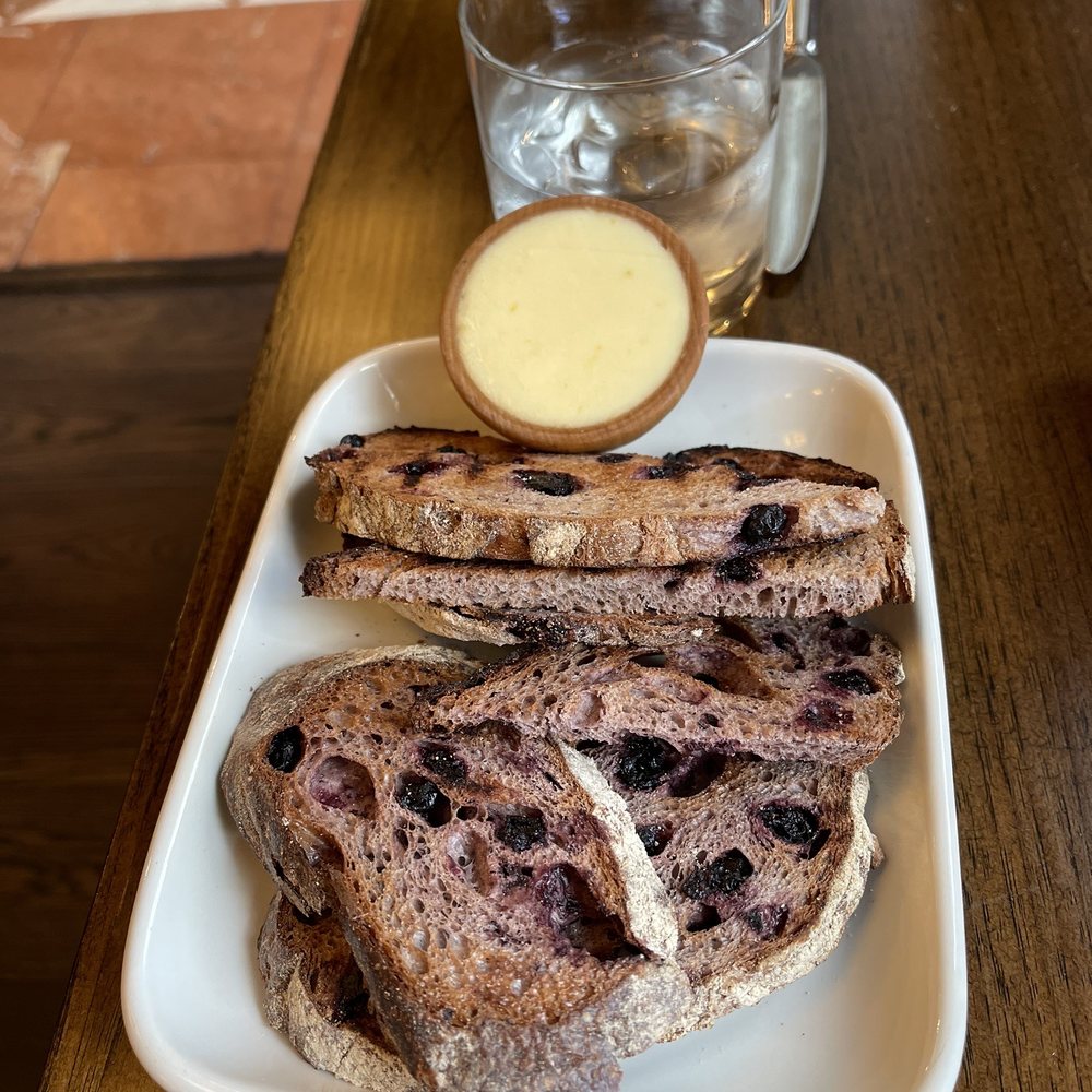 AOC - Grilled Blueberry Bread With Lemon Butter - Cocktail Bars Near Me - Los Angeles, California AOC - Grilled Blueberry Bread With Lemon Butter - Cocktail Bars Near Me - Los Angeles, California