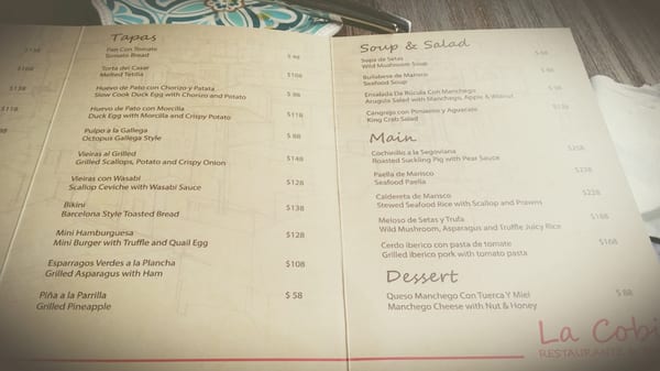 Menu photo 2 La Cobi Restaurant and Tapas Hong Kong, HK