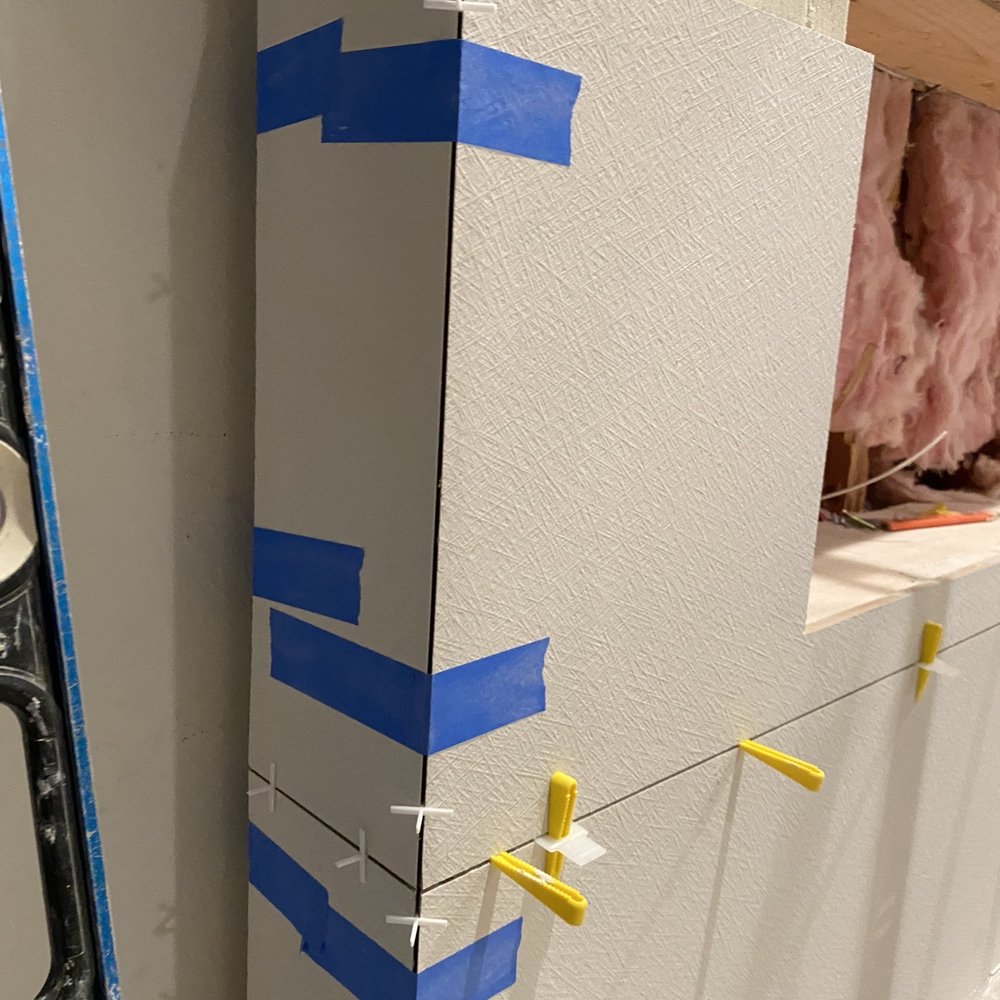 45 degree angle cut on the tiles 45 degree angle cut on the tiles