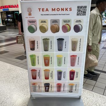 Tea Monks - Menu advertisement + QR code. - Desserts Near Me - El Cajon, California