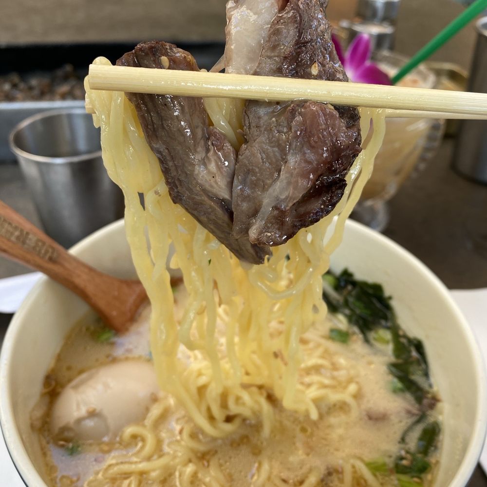Underbelly - Belly of the Beast Ramen! Tender short ribs, oxtail dumplings, soft boiled egg, with tonkatsu broth! Delicious! - Ramen Near Me - San Diego, California Underbelly - Belly of the Beast Ramen! Tender short ribs, oxtail dumplings, soft boiled egg, with tonkatsu broth! Delicious! - Ramen Near Me - San Diego, California