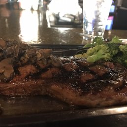Ribeye with mushrooms and broccoli Ribeye with mushrooms and broccoli