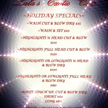 Lala’s Exotic Cuts - Holiday Specials - Hair Salons Near Me - Yorktown Heights, New York Lala’s Exotic Cuts - Holiday Specials - Hair Salons Near Me - Yorktown Heights, New York