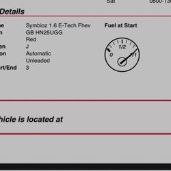 Avis Rent A Car System - Description of vehicle rented
