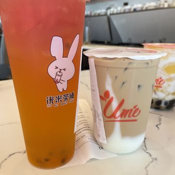 Ume Tea - Passion Fruit & Watermelon Green Tea and milk tea with mochi - Bubble Tea Near Me - Los Angeles, California