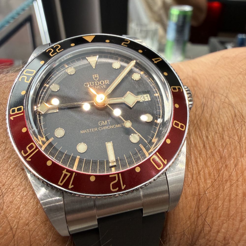 Tudor - Tudor Black Bay 58 - GMT "coke" bezel on black rubber straps. - Watches Near Me - Los Angeles, California Tudor - Tudor Black Bay 58 - GMT "coke" bezel on black rubber straps. - Watches Near Me - Los Angeles, California