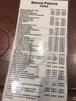 Menu photo 4 Blanca Paloma Seville, SE