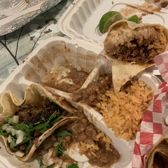 Carnitas Michoacan - Al pastor burrito with carnitas tacos and carne asada tacos - Tacos Near Me - Seattle, Washington