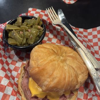 Cafe B-29 - USO ham n cheese on croissant  with Italian Greenbeans - Cafes Near Me - Ozark, Missouri