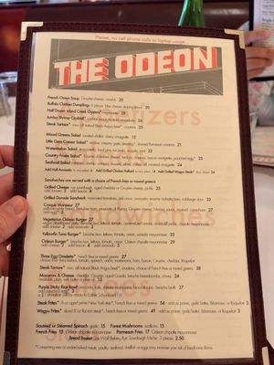 Menu photo 2 The Odeon New York, NY Menu photo 2 The Odeon New York, NY