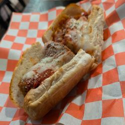 Roccos Little Italy - Half chicken parm, half meatball sandwiches.