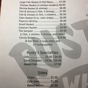 Rusty's Wharf - Basket menu 4/2018 - Fish & Chips Near Me - Pataskala, Ohio Rusty's Wharf - Basket menu 4/2018 - Fish & Chips Near Me - Pataskala, Ohio