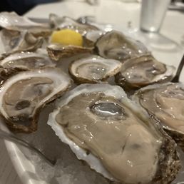 Variety of Oysters on the half shell-so fresh