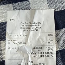Pan Del Cielo Bakery - And this is the price couch will post this on TikTok so all my followers can see the type of service they provide