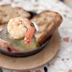 White Prawns w/ garlic, butter, lemon, saffron, calabrese chilis ($15)